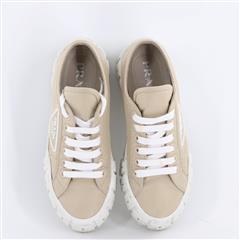 PRADA Double Wheel Nylon Gabardine Beige Sneakers Women Size 37EU